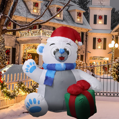 Christmas Inflatable Christmas Decorations Polar bear 1.2M LED Lights Xmas Party