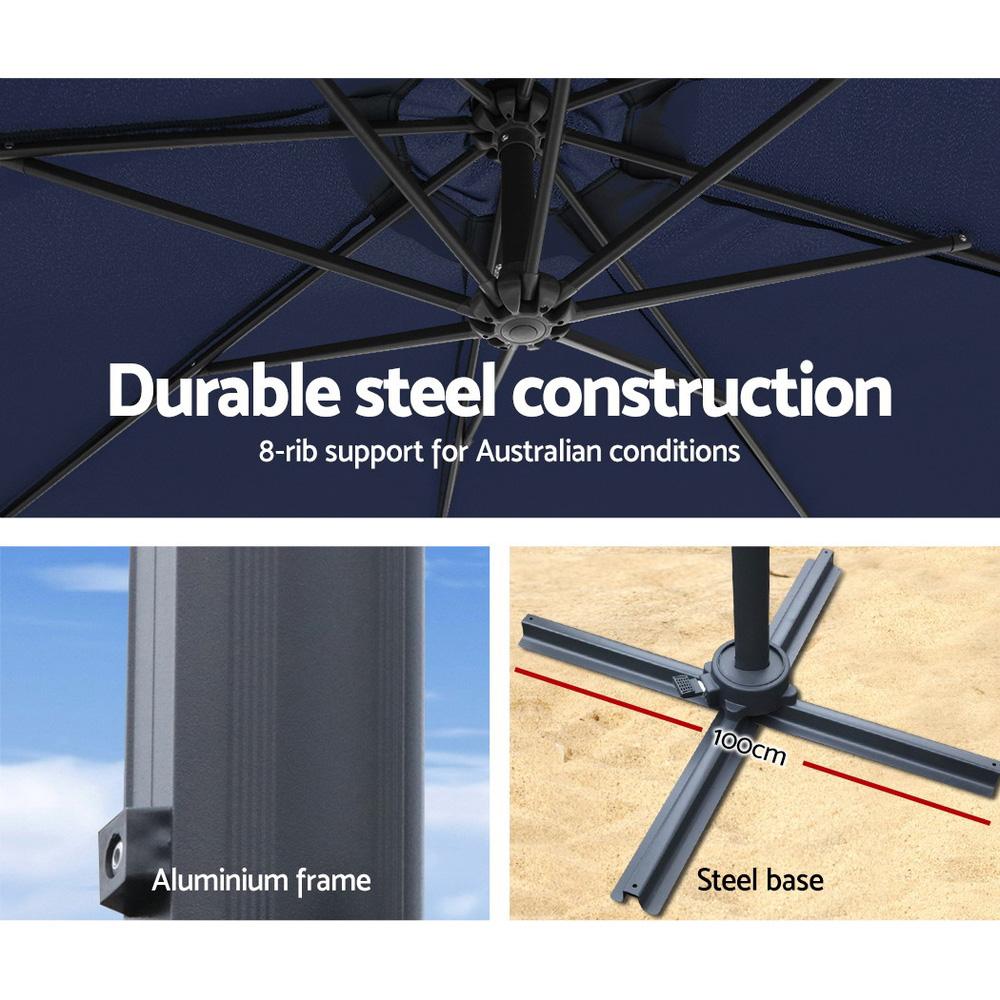 early sale simpledeal Instahut 3M Roma Outdoor Furniture Garden Umbrella 360 Degree Navy