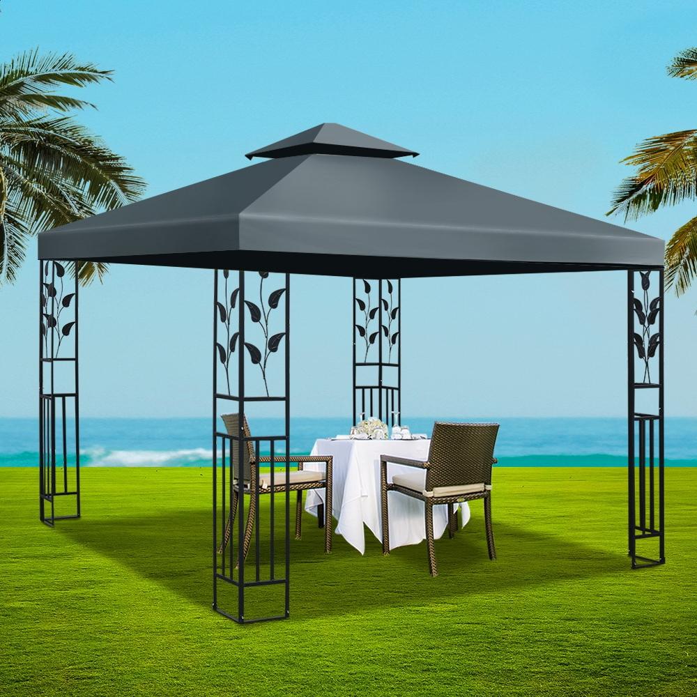 Wedding Accessories Instahut Gazebo 3x3m Party Marquee Outdoor Wedding Event Tent Iron Art Canopy Grey