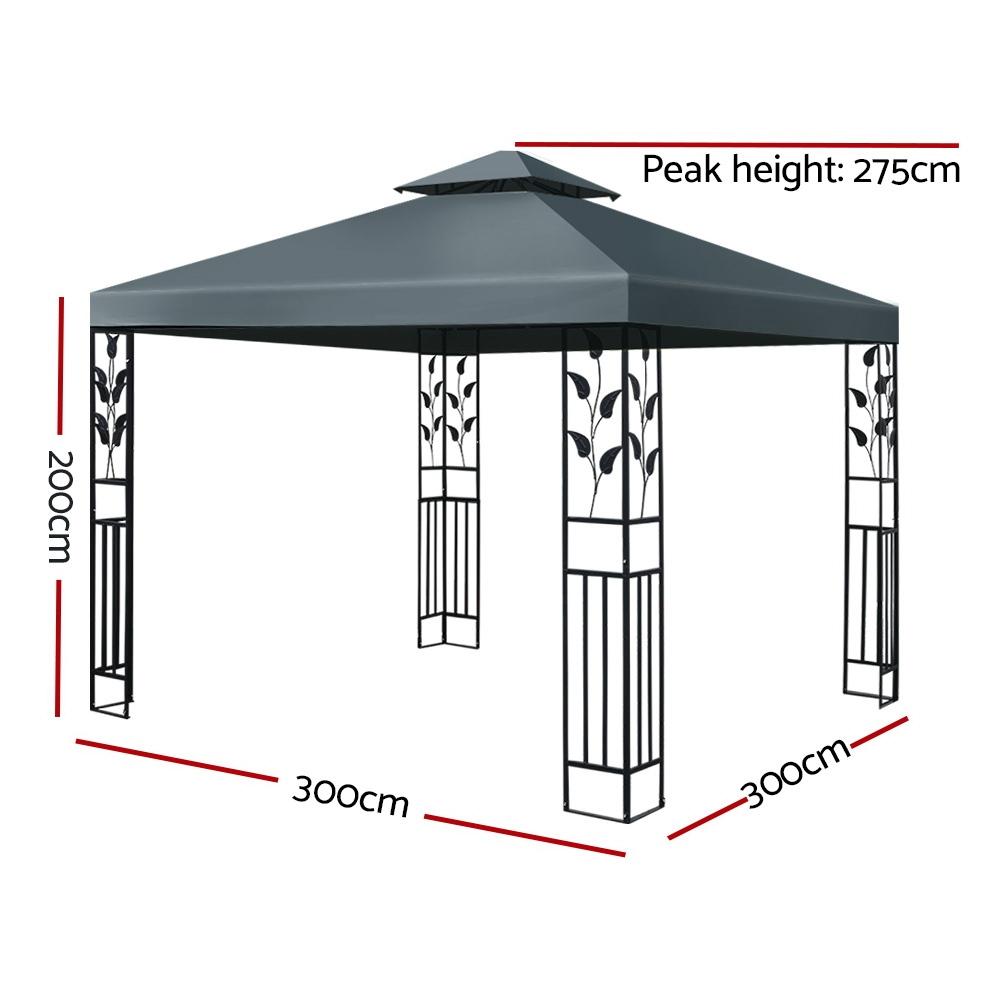 Wedding Accessories Instahut Gazebo 3x3m Party Marquee Outdoor Wedding Event Tent Iron Art Canopy Grey