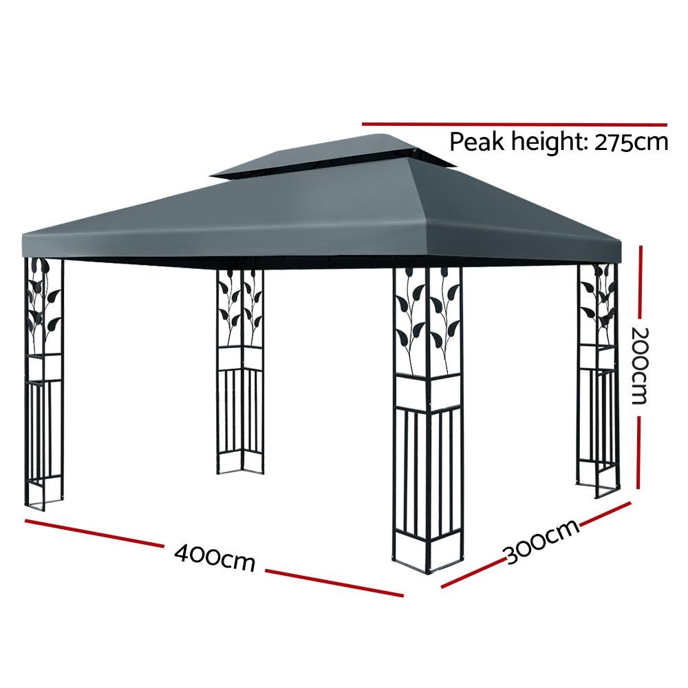 Wedding Accessories Instahut Gazebo 4x3m Party Marquee Outdoor Wedding Event Tent Iron Art Canopy Grey