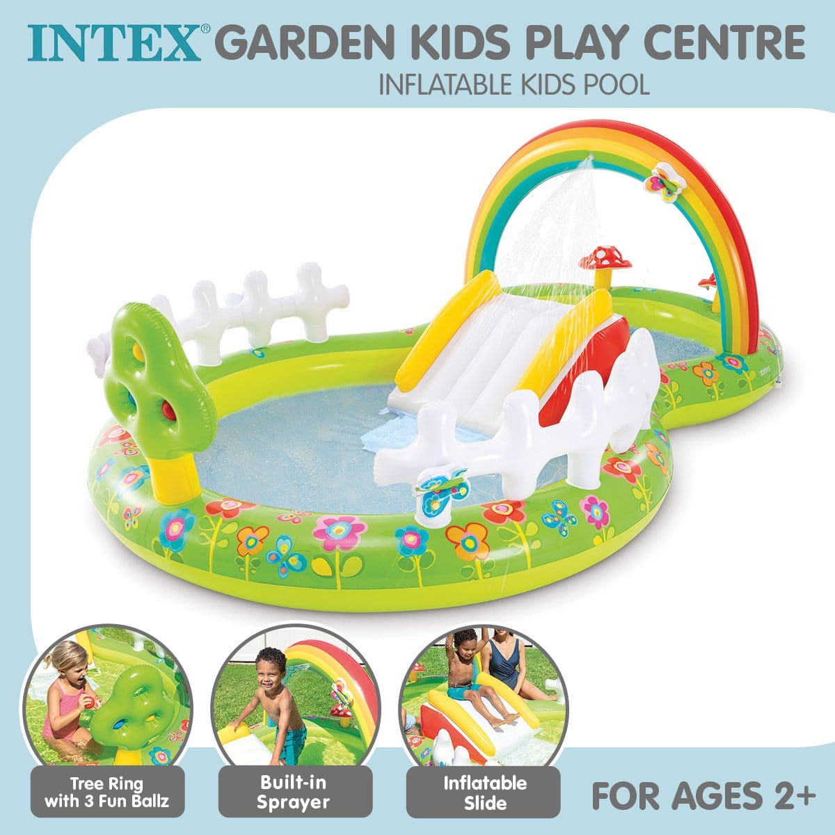 Intex Inflatable Garden Kids Play Centre Water Slide Pool