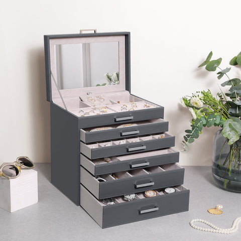 Jewellery Box with 6 Layers and 5 Drawers