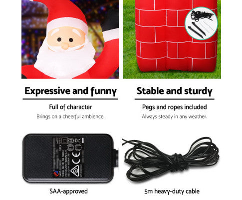 Jingle Jollys 1.8M Christmas Inflatable Archway with Santa Xmas Decor LED