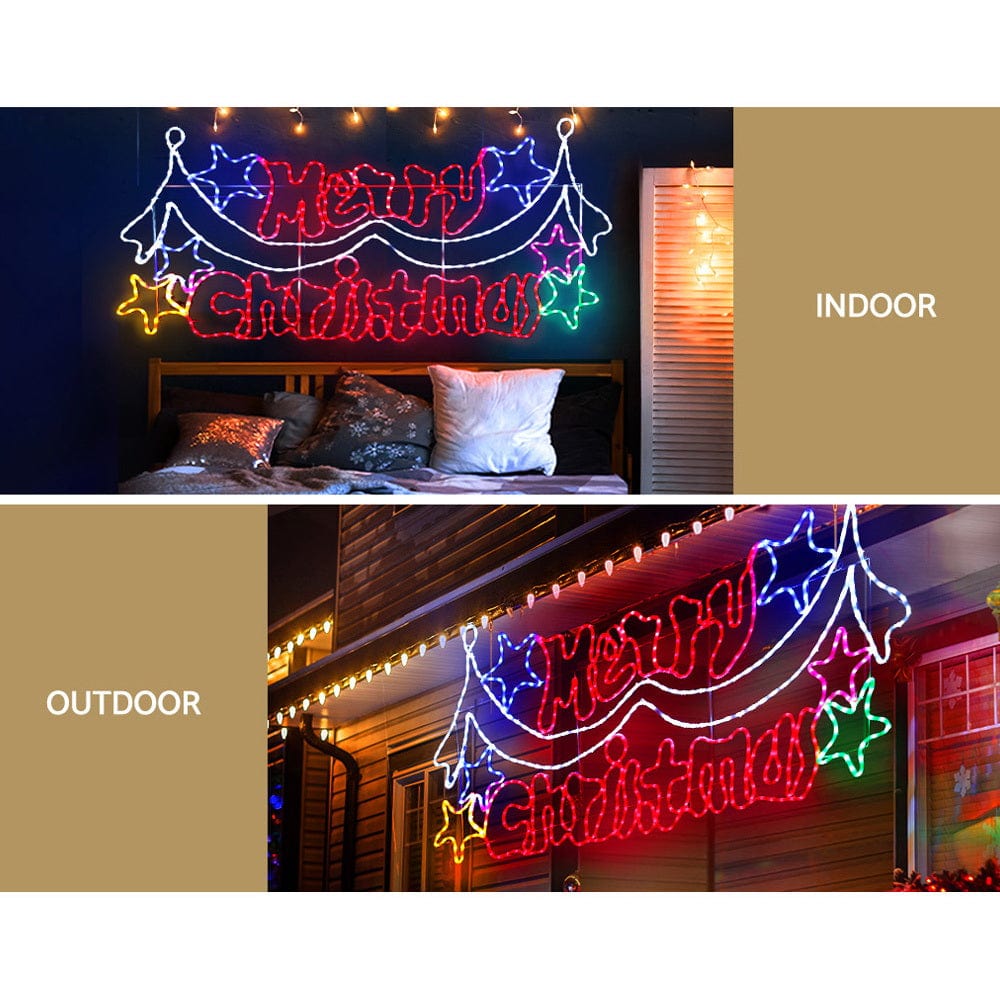 Jingle Jollys 1.9M Led Merry Christmas Lights Motif Light Outdoor Decorations