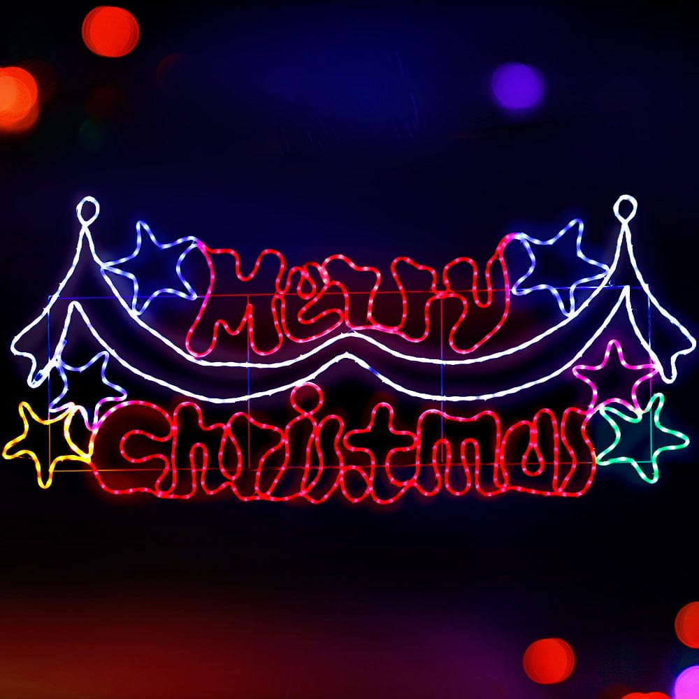 Jingle Jollys 1.9M Led Merry Christmas Lights Motif Light Outdoor Decorations