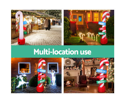 Jingle Jollys 2.4M Christmas Inflatable Santa Guide Candy Pole Xmas Decor LED