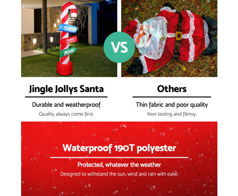 Jingle Jollys 2.4M Christmas Inflatable Santa Guide Candy Pole Xmas Decor LED