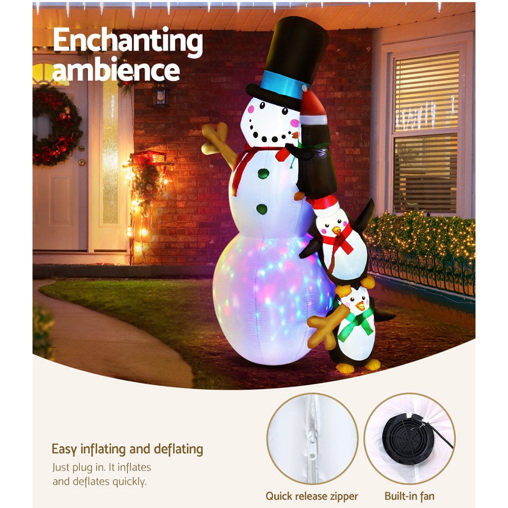 Jingle Jollys 2.4M Christmas Inflatable Snowman Lights Outdoor Decorations