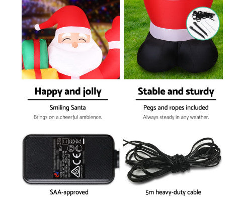 Jingle Jollys 2.4M Christmas Inflatables Santa Xmas Light Decor LED Airpower