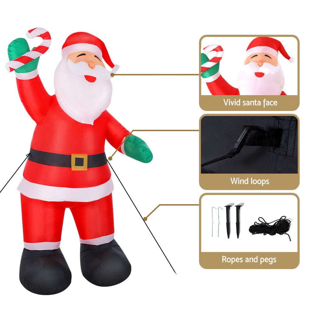 Jingle Jollys 3M Christmas Inflatable Santa Xmas Outdoor Decorations Led Lights