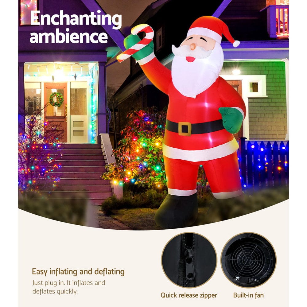 Jingle Jollys 3M Christmas Inflatable Santa Xmas Outdoor Decorations Led Lights
