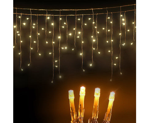 Jingle Jollys 500 LED Solar Powered Christmas Icicle Lights 20M Outdoor Fairy String Party Warm White