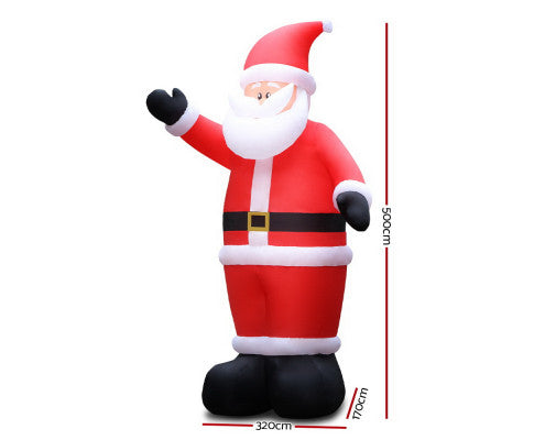 Jingle Jollys 5M Christmas Inflatable Santa Decorations Outdoor Air-Power Light