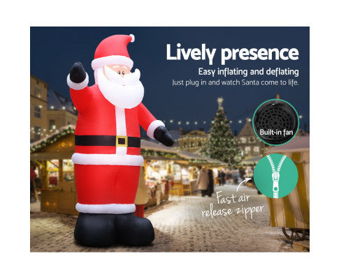 Jingle Jollys 5M Christmas Inflatable Santa Decorations Outdoor Air-Power Light