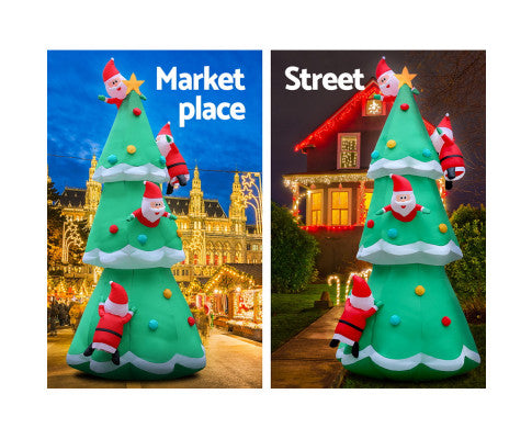 Jingle Jollys 5M Christmas Inflatable Santa on Christmas Tree Xmas Decor LED