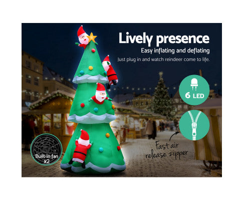 Jingle Jollys 5M Christmas Inflatable Santa on Christmas Tree Xmas Decor LED