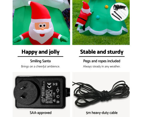 Jingle Jollys 5M Christmas Inflatable Santa on Christmas Tree Xmas Decor LED