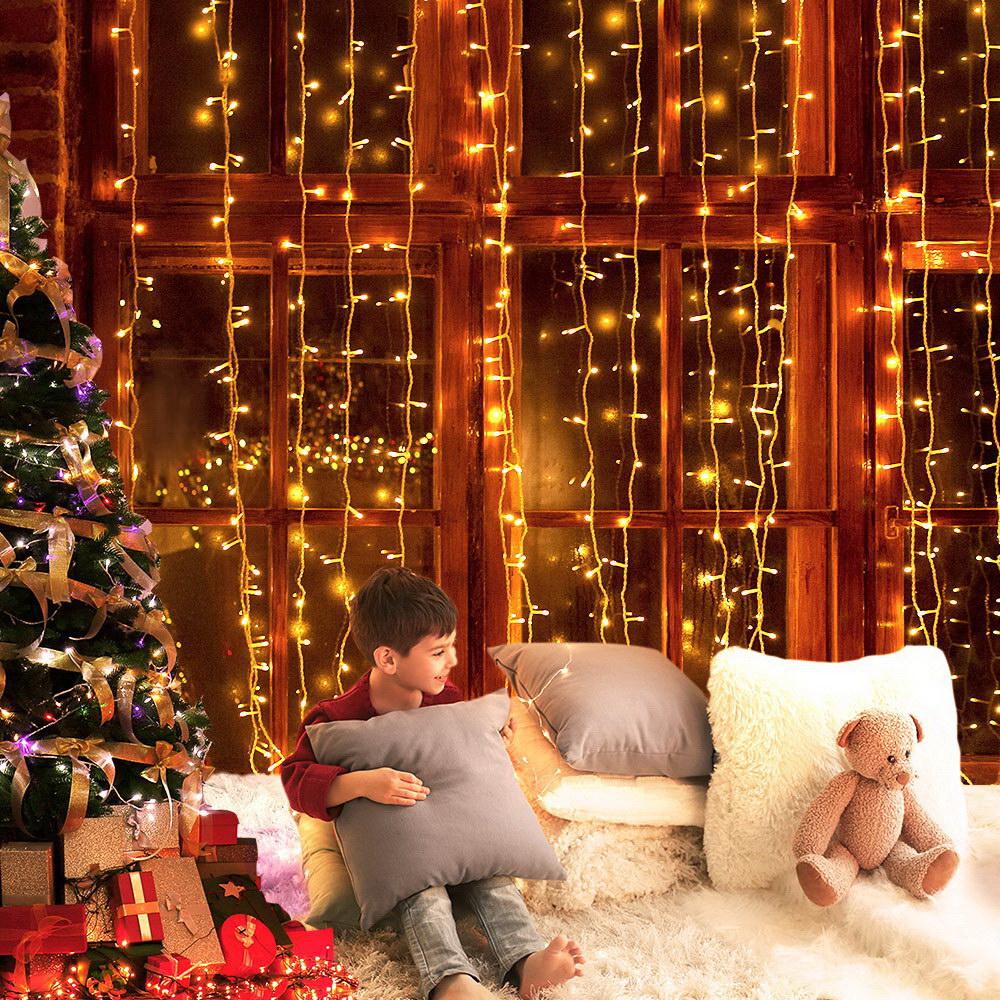 early sale simpledeal Jingle Jollys 6X3M Christmas Curtain Lights 600LED Warm White