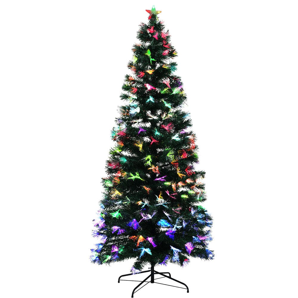Jingle Jollys Christmas Tree 1.8M 6Ft Led Multi Colour Lights Optic Fibre