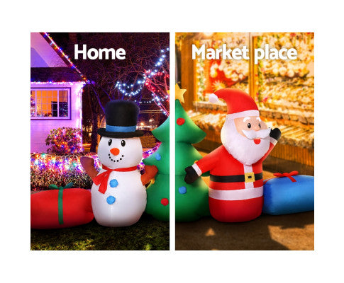 Jingle Jollys  Christmas  Tree 2.7M Inflatable Snowman Lights Outdoor Decorations