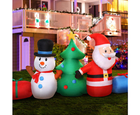 Jingle Jollys  Christmas  Tree 2.7M Inflatable Snowman Lights Outdoor Decorations