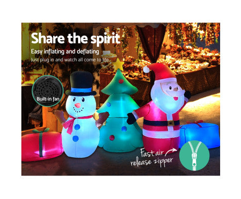 Jingle Jollys  Christmas  Tree 2.7M Inflatable Snowman Lights Outdoor Decorations