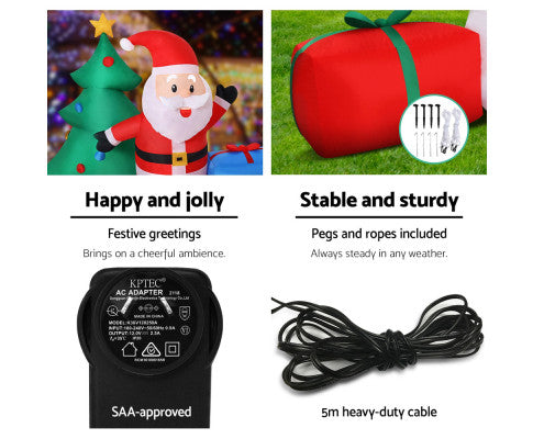 Jingle Jollys  Christmas  Tree 2.7M Inflatable Snowman Lights Outdoor Decorations