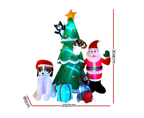 Jingle Jollys Christmas Tree 3M Inflatable Santa Lights Outdoor Decorations