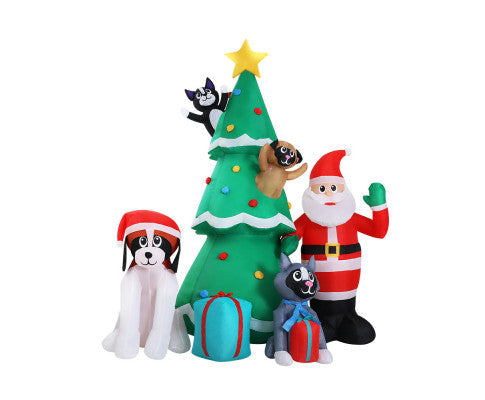 Jingle Jollys Christmas Tree 3M Inflatable Santa Lights Outdoor Decorations