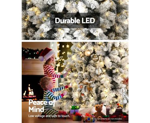 Christmas Jingle Jollys Snowy Christmas Tree 1.8M 6FT LED Lights Xmas Decorations Warm White