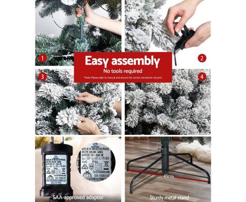 Christmas Jingle Jollys Snowy Christmas Tree 2.1M 7FT LED Lights Xmas Decorations Warm White