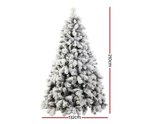 Christmas Jingle Jollys Snowy Christmas Tree 2.1M 7FT LED Lights Xmas Decorations Warm White