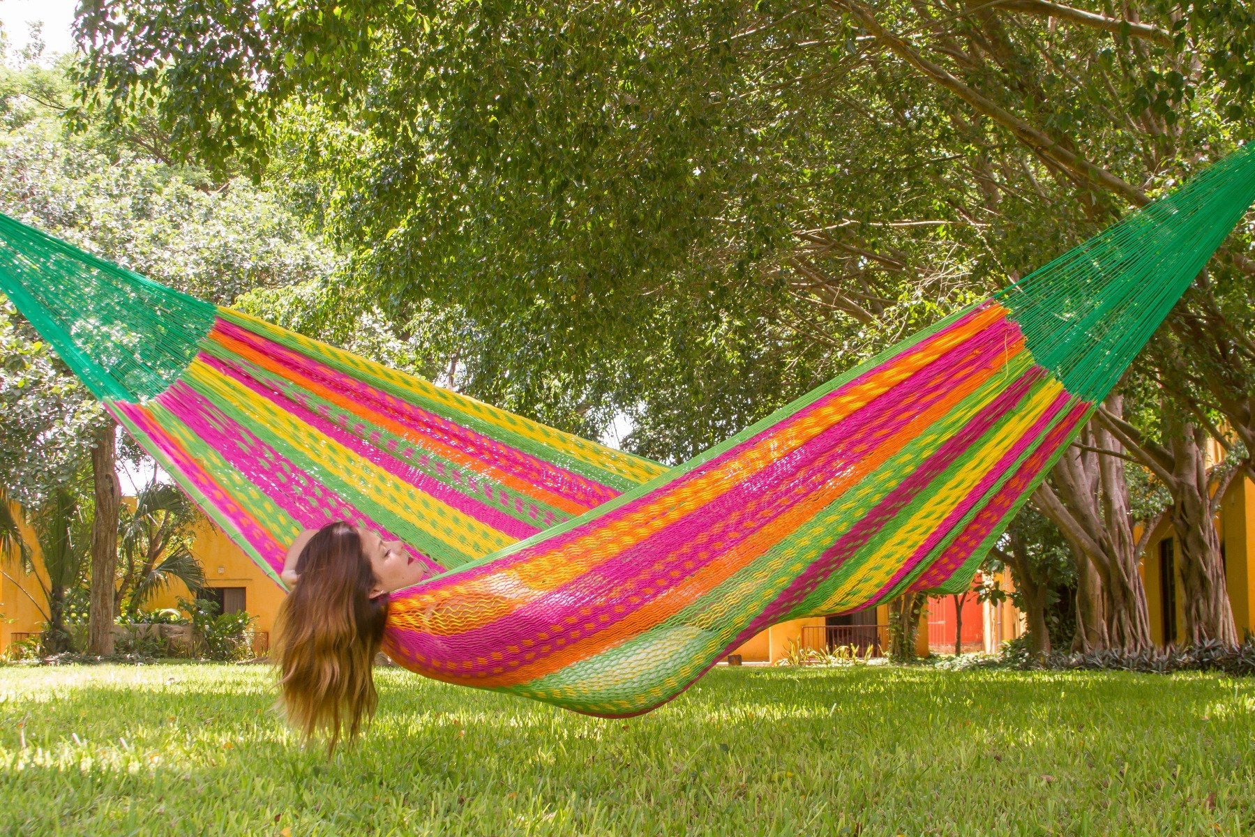 Hammock Jumbo Size Outoor Cotton Mayan Legacy Mexican Hammock in Radiante