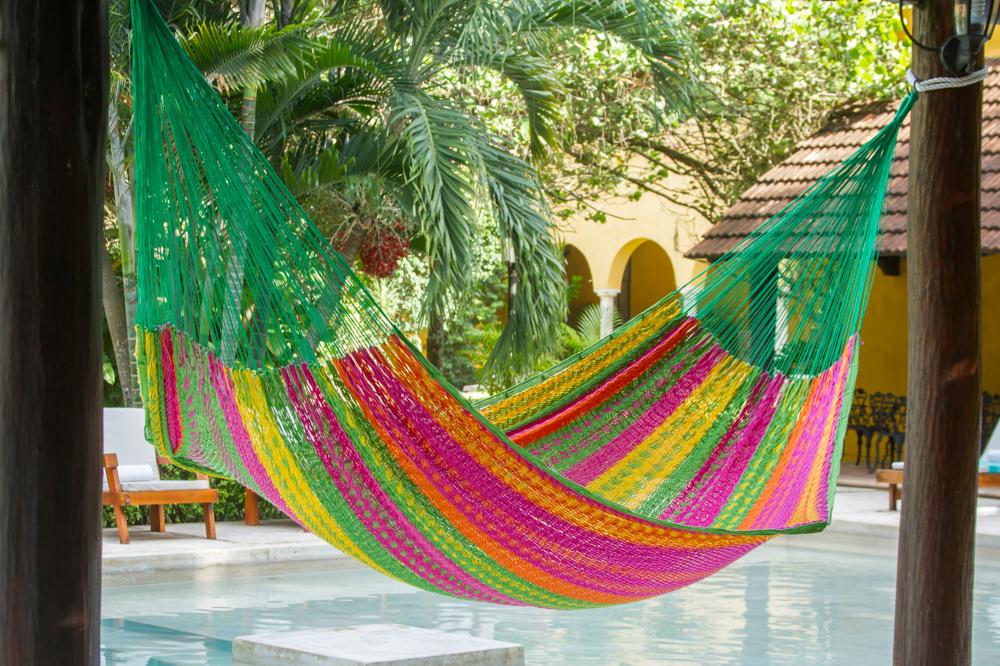 Hammock Jumbo Size Outoor Cotton Mayan Legacy Mexican Hammock in Radiante
