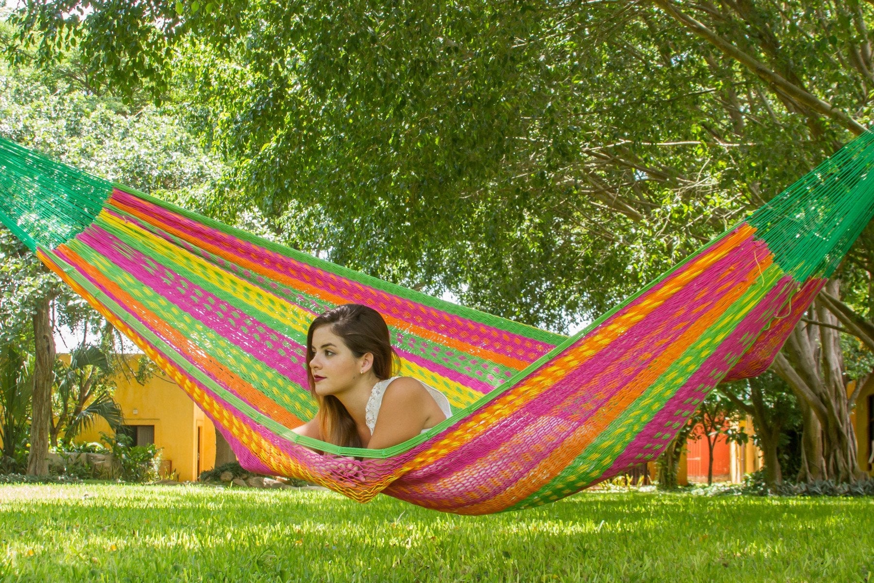 Hammock Jumbo Size Outoor Cotton Mayan Legacy Mexican Hammock in Radiante