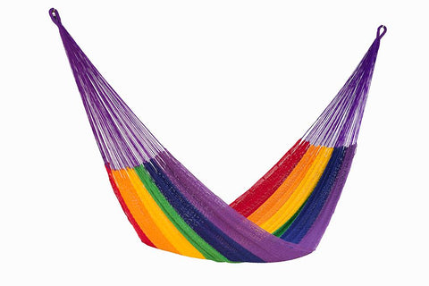 Home & Garden Jumbo Size Outdoor Cotton Hammock in Rainbow