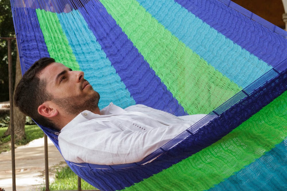Jumbo Size Super Nylon Mexican Hammock in Oceanica Colour