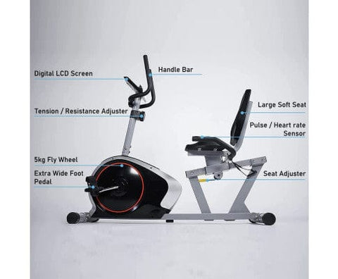 K16 Recumbent Exercise Bike, Adjustable Magnetic Resistance