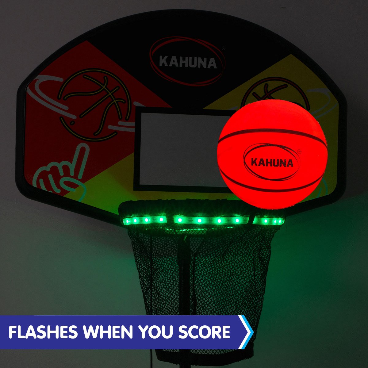 Kahuna Trampoline LED Basketball Hoop Set with Light-Up Ball