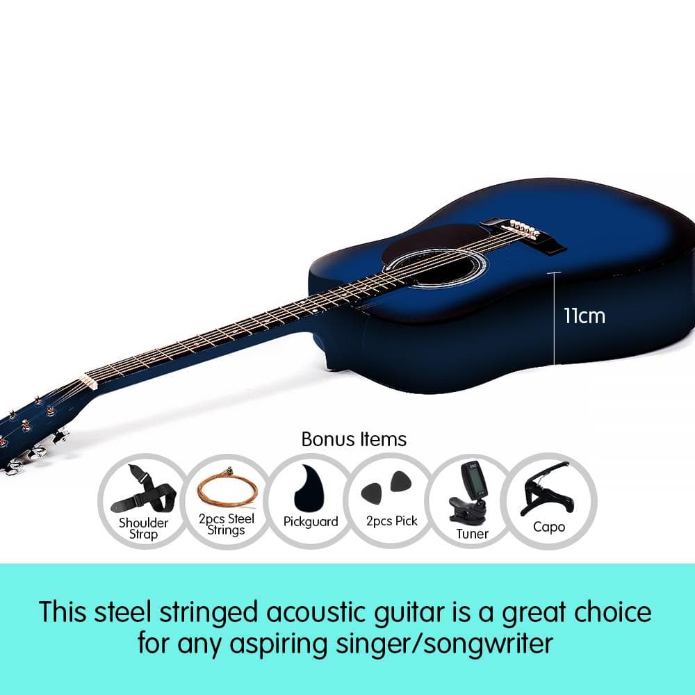 Karrera 38in Pro Cutaway Acoustic Guitar with Bag Strings - Blue Burst