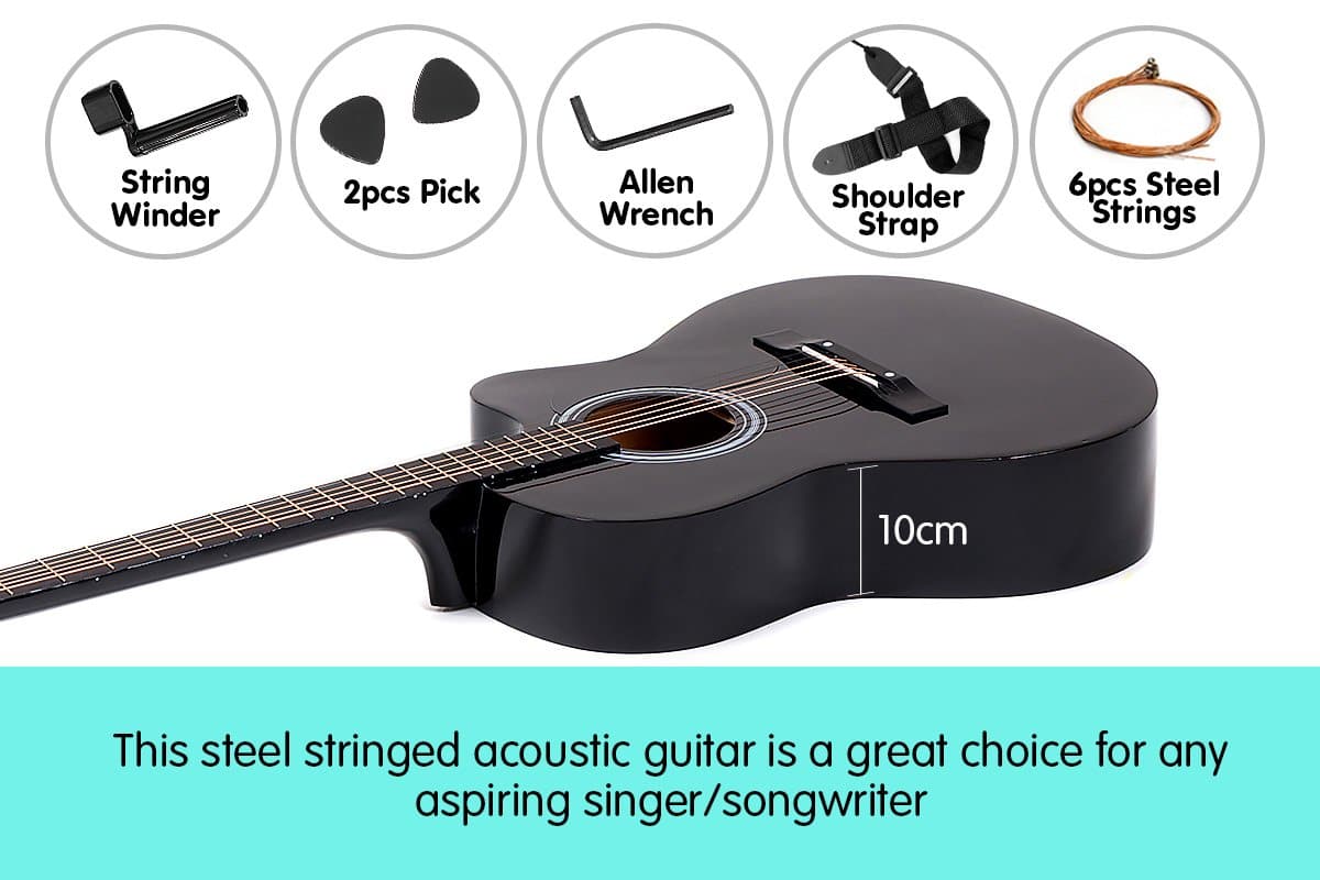 Karrera Acoustic Cutaway 40in Guitar - Black