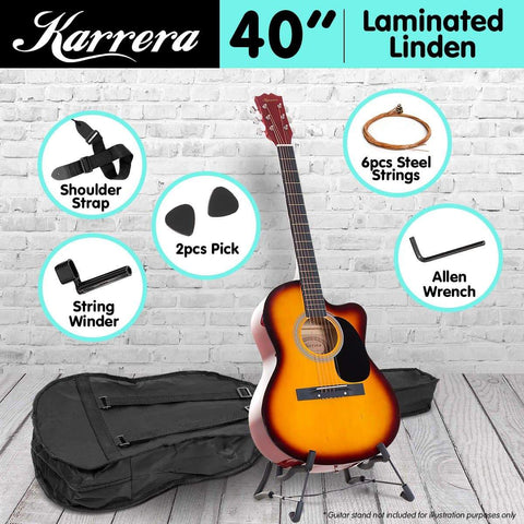 Karrera Acoustic Cutaway 40in Guitar - Sunburst