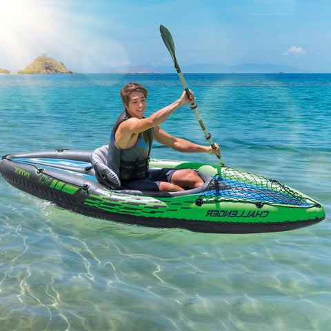 Travelling Kayak Boat Inflatable K1 Sports Challenger 1 Seat Floating Oars River Lake