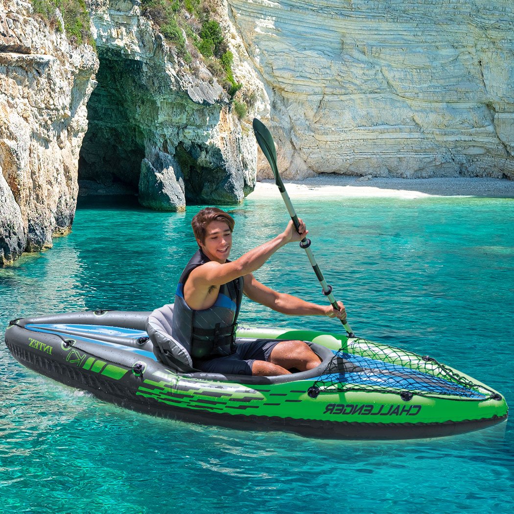 Travelling Kayak Boat Inflatable K1 Sports Challenger 1 Seat Floating Oars River Lake