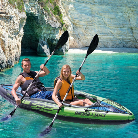 Travelling Kayak Boat Inflatable K2 Sports Challenger 2 Seat Floating Oars River Lake