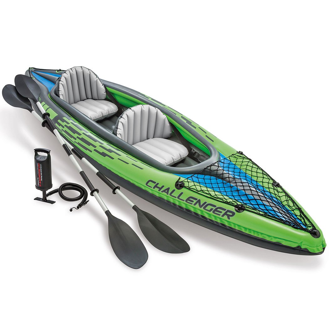Travelling Kayak Boat Inflatable K2 Sports Challenger 2 Seat Floating Oars River Lake