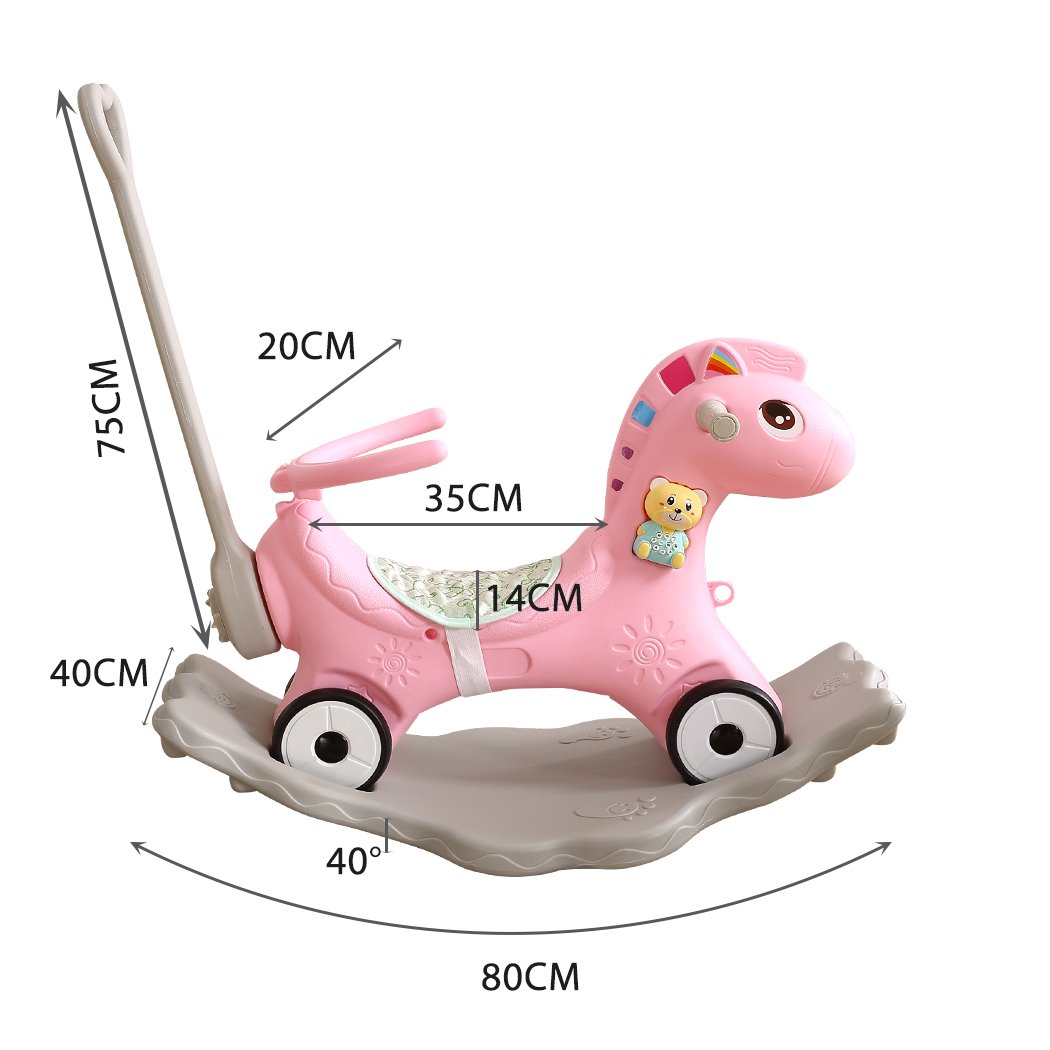 Kids Products Kids 4-in-1 Rocking Horse Toddler Horses Ride Pink
