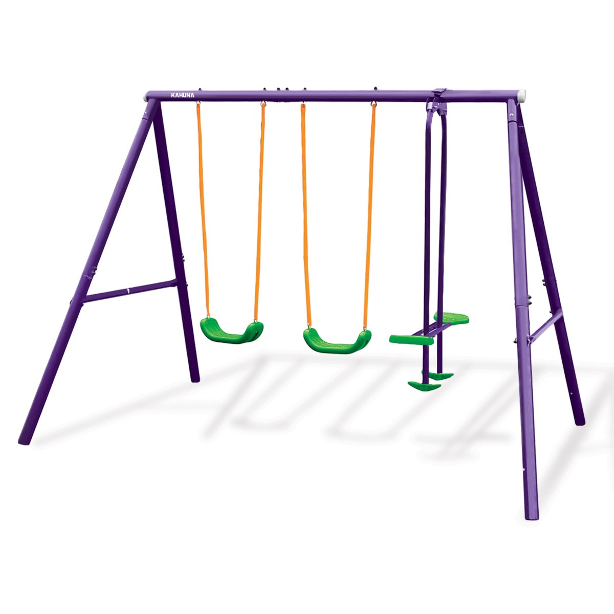 outdoor toys Kids 4-Seater Swing Set Purple Green