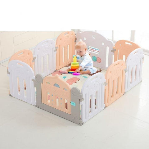 Kids Baby Playpen Safety Gate with Music Toy Pink